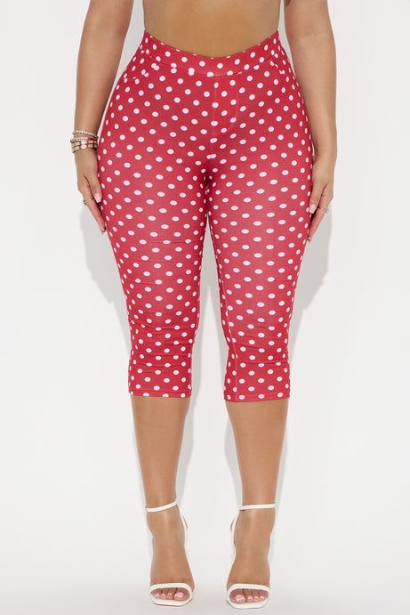 Light Stroll Polka Dot Capri Legging - Red