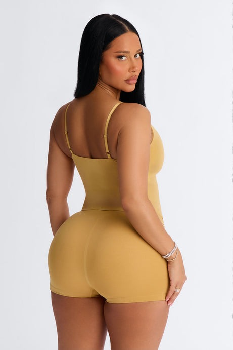 Seamless Smooth Double Lined Scoop Neck Cami Top - Honey