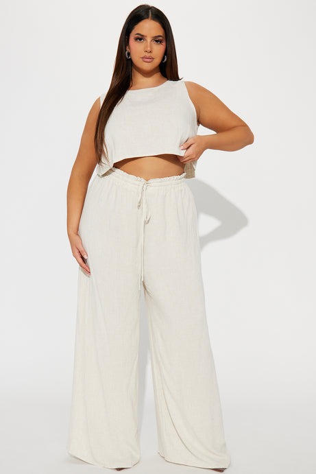 Day Dreaming Linen Pant Set - Oatmeal
