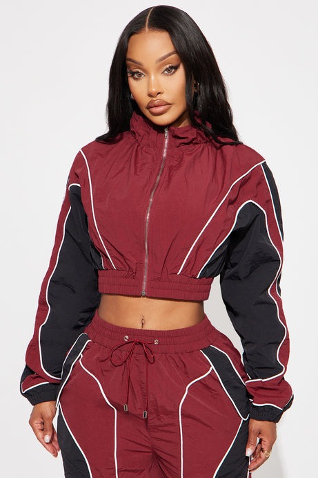 New Era Colorblock Windbreaker Jacket - Burgundy/combo
