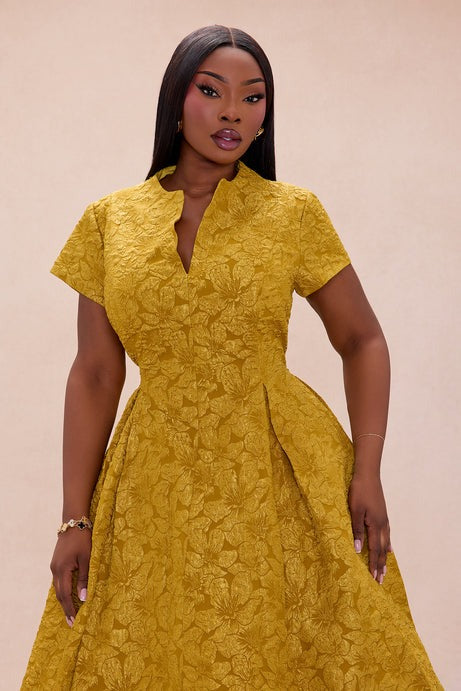 Maribelle Jacquard Midi Dress - Chartreuse