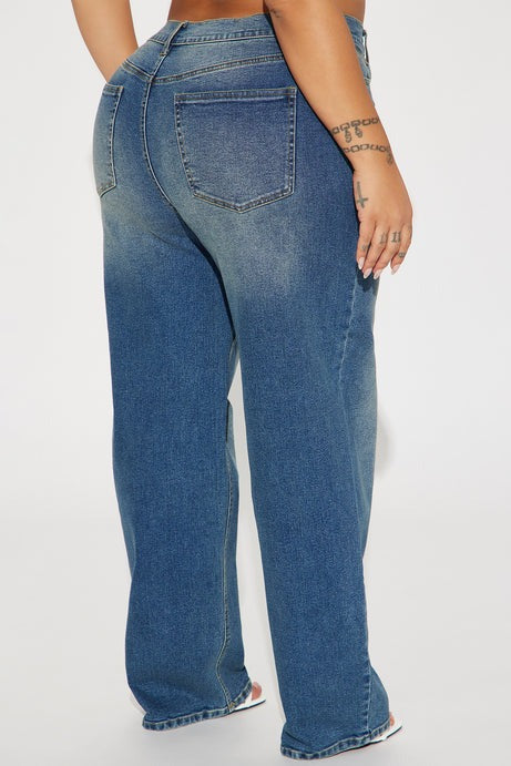 In Sync Stretch Crossover Straight Leg Jeans - Dark Wash