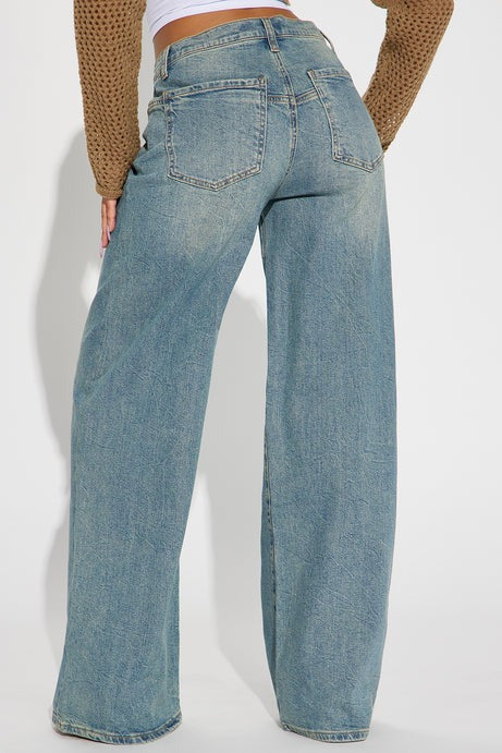 Shock And Awe Vintage Tinted Baggy Jeans - Vintage Blue Wash