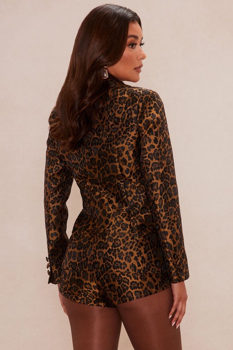 Sofia Jacquard Leopard Short Suit Set - Leopard