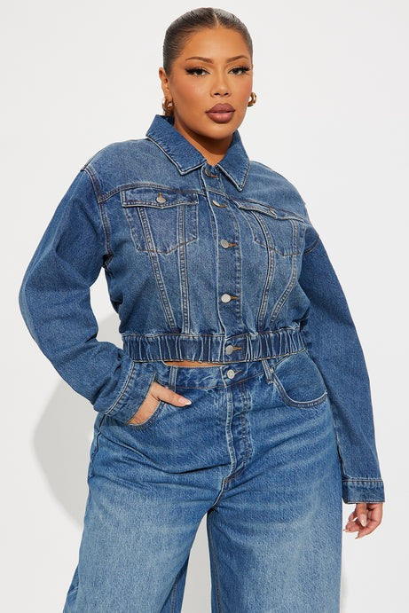Out Of Time Denim Bomber Jacket - Dark Wash