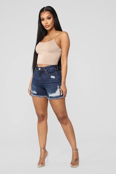 Another Day In Paradise High Rise Shorts - Dark Denim