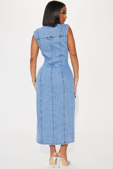 Tallahassee Denim Maxi Dress - Medium Wash