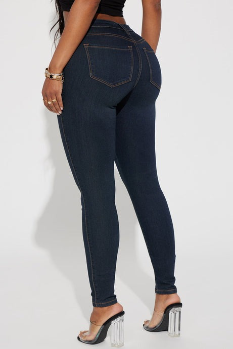 Classic Mid Rise Skinny Jeans - Dark Denim