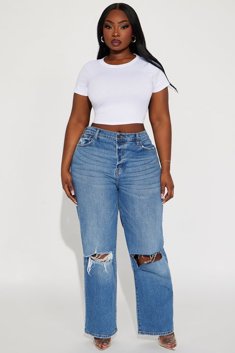 Cut Above The Rest Ripped Straight Leg Jeans - Medium Wash