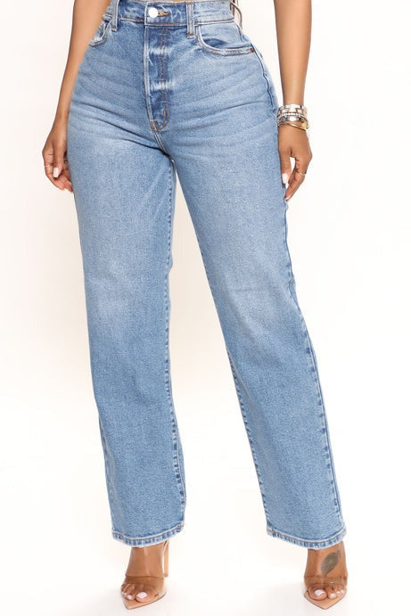 Long Lost 90's High Rise Straight Leg Jeans - Medium Wash
