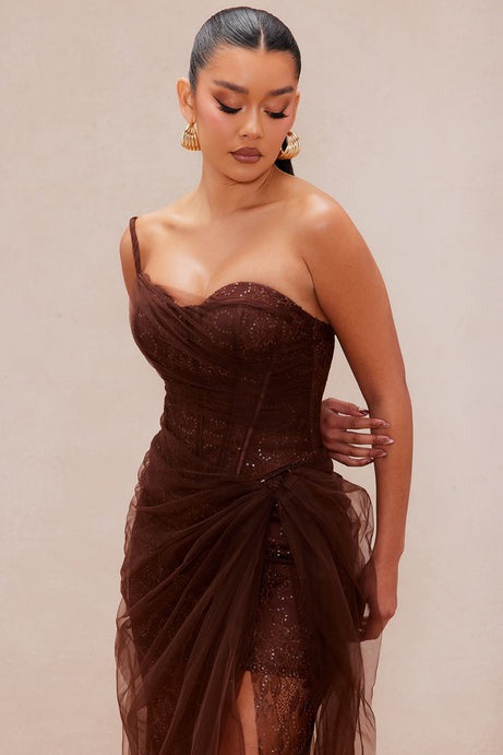 Aaliyah Tulle Gown - Chocolate