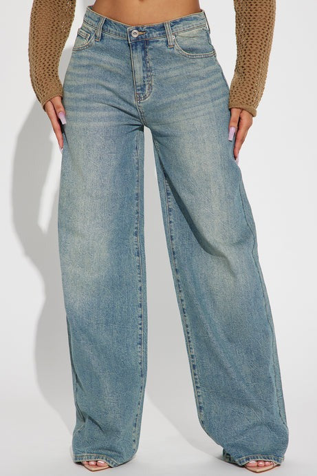 Shock And Awe Vintage Tinted Baggy Jeans - Vintage Blue Wash