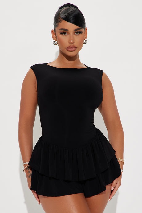 Just A Girl Romper - Black