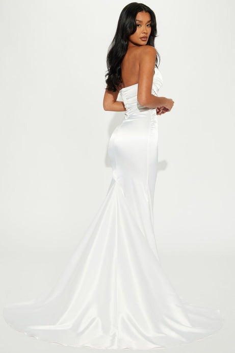 Naomi Satin Maxi Gown - White