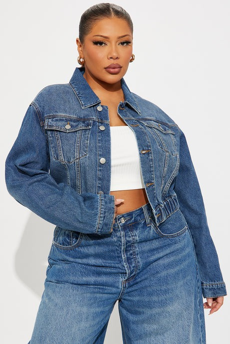 Out Of Time Denim Bomber Jacket - Dark Wash
