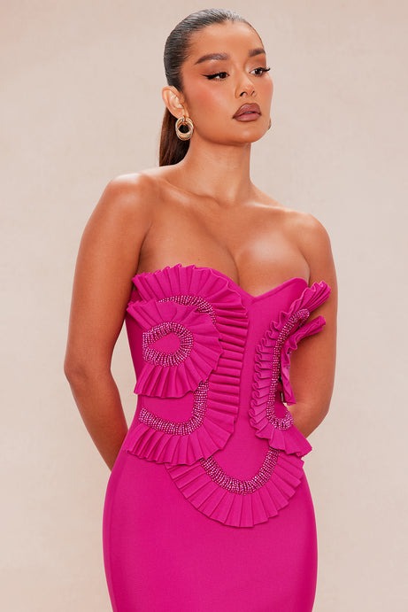 Jade Beaded Bandage Maxi Dress - Magenta