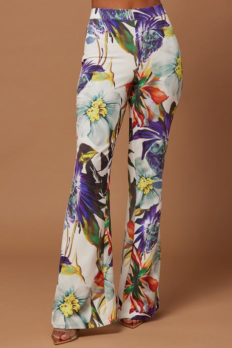 Liliana Floral Blazer Suit Set - White/combo