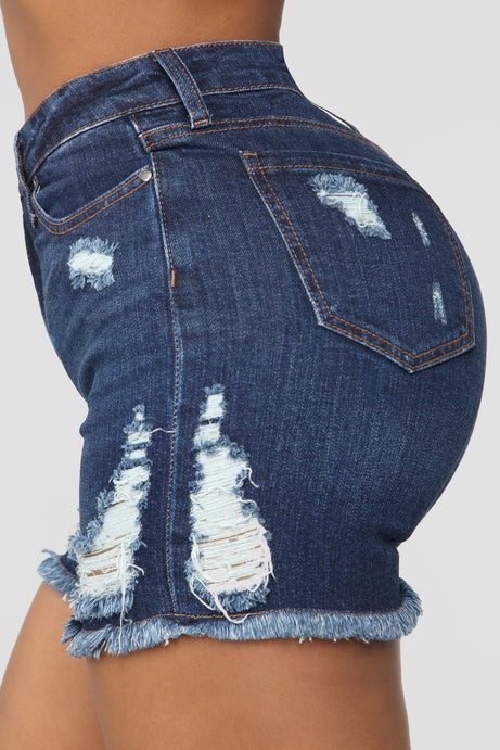 Another Day In Paradise High Rise Shorts - Dark Denim