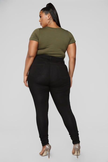 Classic High Waist Skinny Jeans - Black