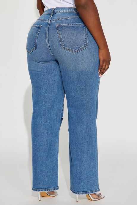Cut Above The Rest Ripped Straight Leg Jeans - Medium Wash