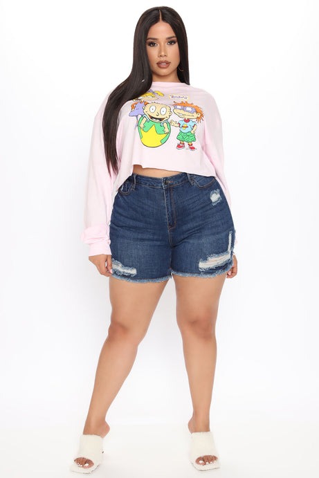 Another Day In Paradise High Rise Shorts - Dark Denim