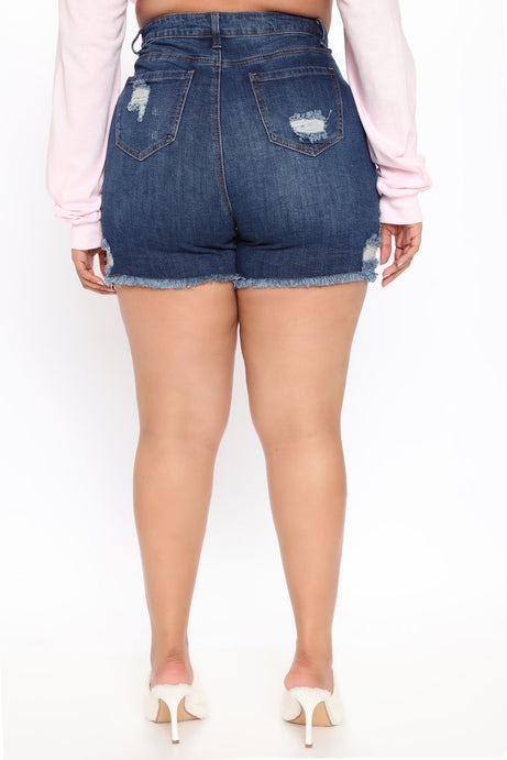 Another Day In Paradise High Rise Shorts - Dark Denim