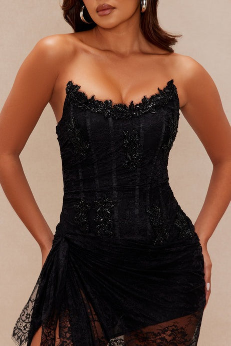 Sarah Lace Corset Gown - Black