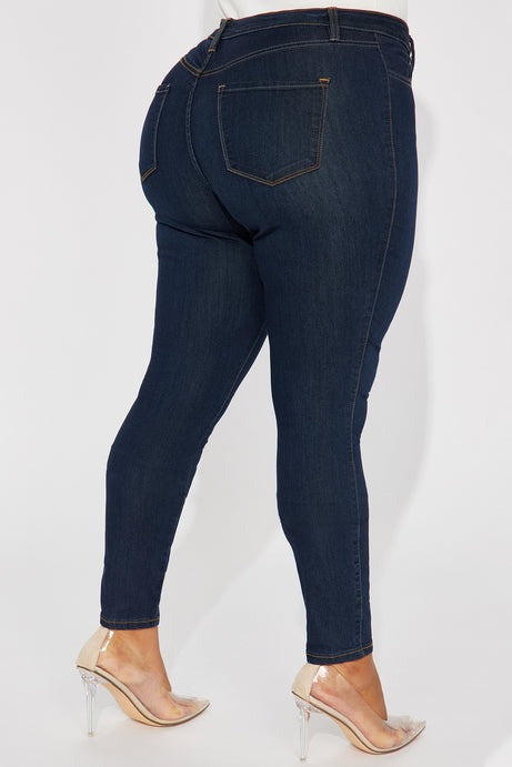 Classic Mid Rise Skinny Jeans - Dark Denim