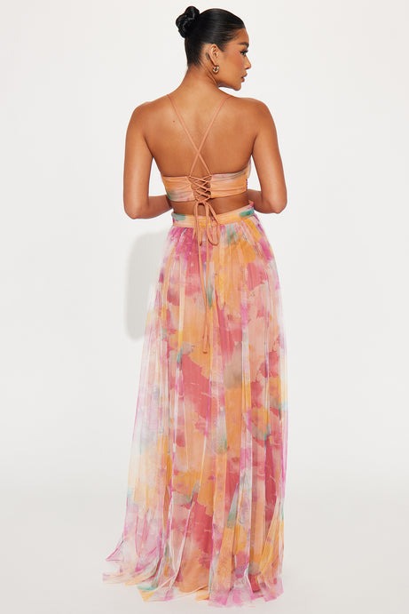 Painting Me Pretty Chiffon Gown - Orange/combo
