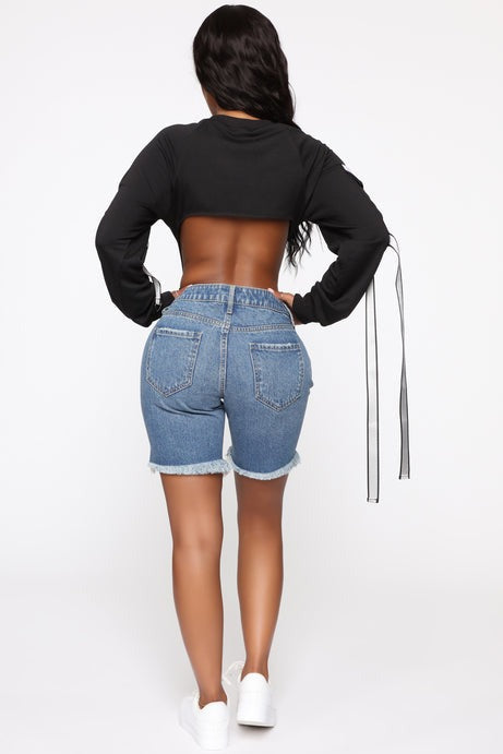 This Time Around Bermuda Shorts - Medium Blue Wash