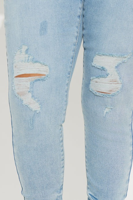 Kalisha Stretch Ripped Skinny Jeans - Light Wash