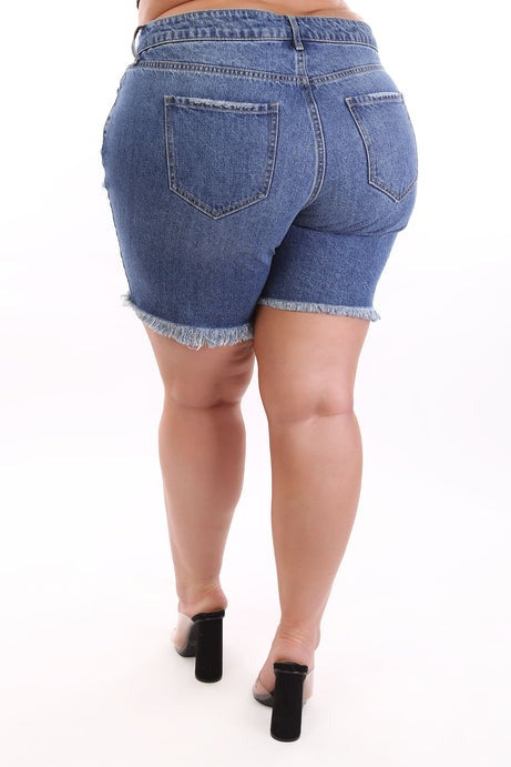 This Time Around Bermuda Shorts - Medium Blue Wash