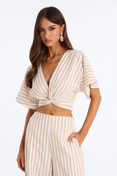 Nantucket Stripe Pant Set - Taupe