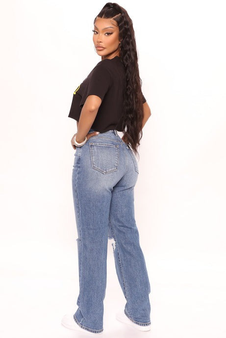 Cut Above The Rest Ripped Straight Leg Jeans - Medium Wash