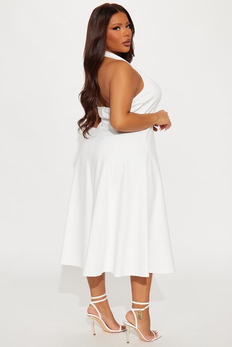 Mabel Ponte Midi Dress - White