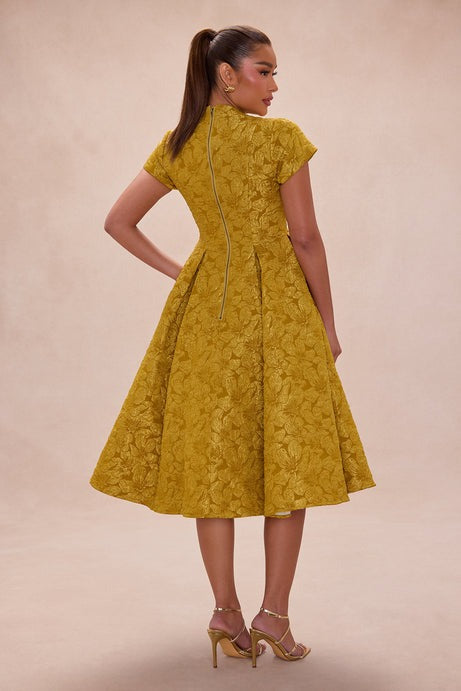 Maribelle Jacquard Midi Dress - Chartreuse
