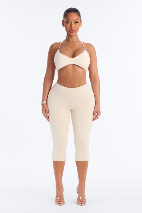 Second Skin Scoop Neck Spaghetti Strap Bra Top - Bone