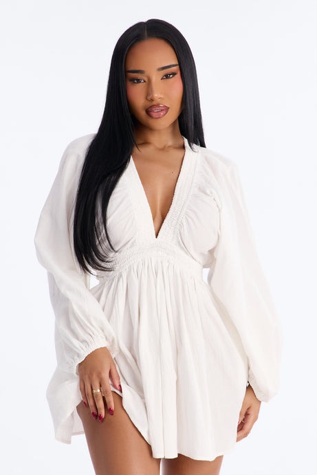 Rory Poplin Mini Dress - White
