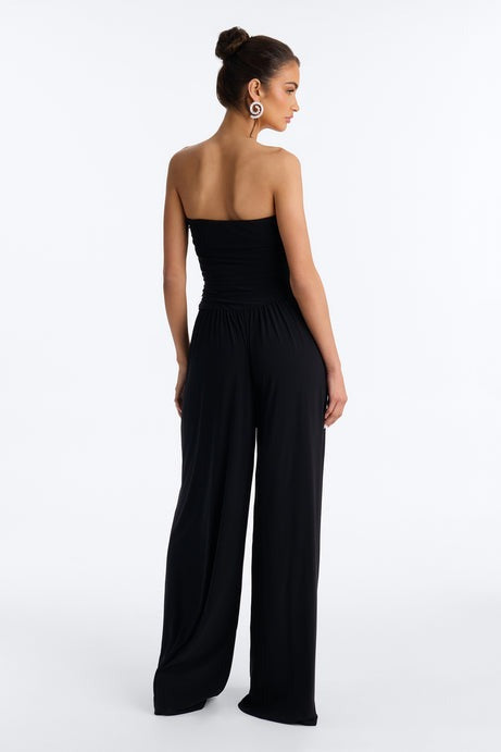 Cierra Ruched Strapless Jumpsuit - Black