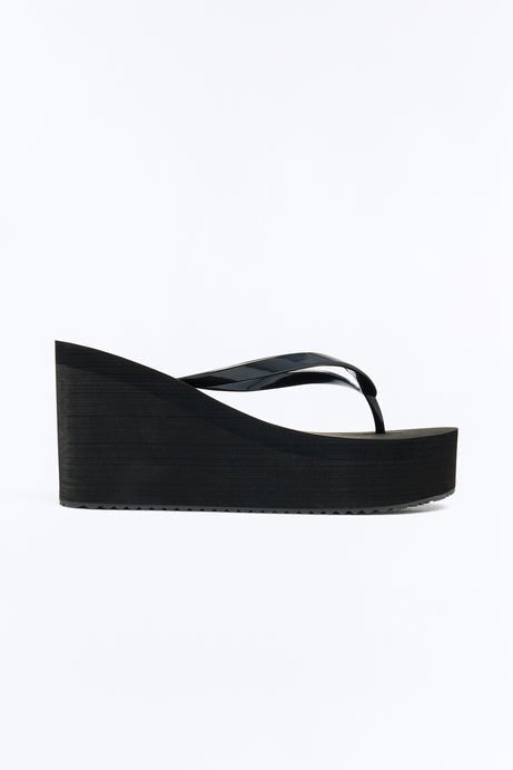 Saturday Thong Platform Wedges - Black