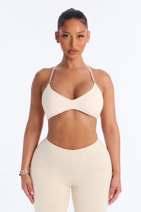 Second Skin Scoop Neck Spaghetti Strap Bra Top - Bone