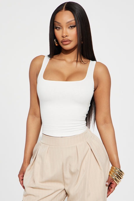 Zinnia Double Lined Tank Top - White