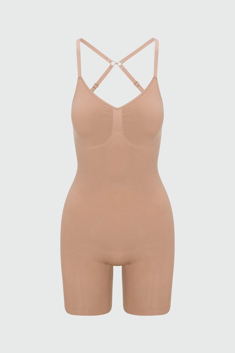 Nova Sculpt Seamless Strong Compression Low Back Thigh Shaping Bodysuit - Nude