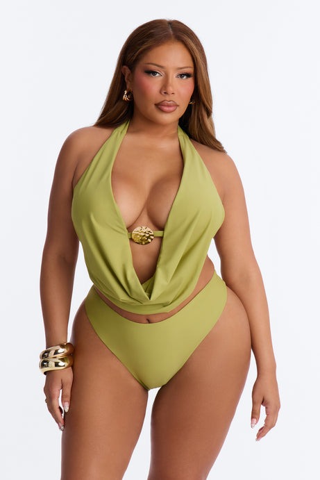 Sea Breeze Sway 2 Piece Cowl Neck Bikini Set - Olive