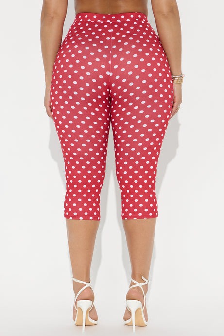 Light Stroll Polka Dot Capri Legging - Red