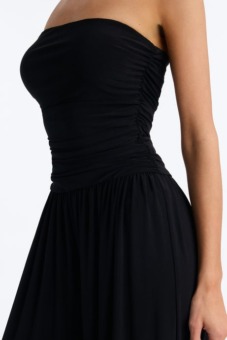 Cierra Ruched Strapless Jumpsuit - Black