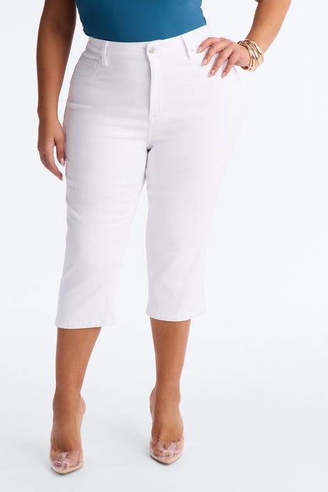 Tulsa Booty Lifting High Rise Stretch Capri Jeans - White