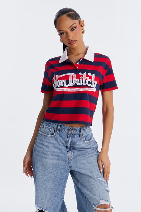 Von Dutch Americana Rugby Stripe Polo - Multi Color