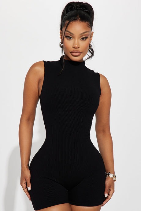 Amber Snatched Romper - Black