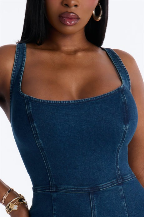 Nice To Know You Denim Jumpsuit - Dark Wash